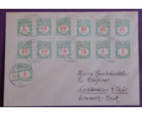 Luxembourg 1940 philatelic cover addressed to Nordhausen, cancelled Luxembourg on SG D221-233 1922-1935 postage due set