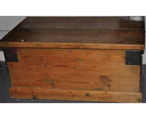 A late Victorian iron bound pine trunk