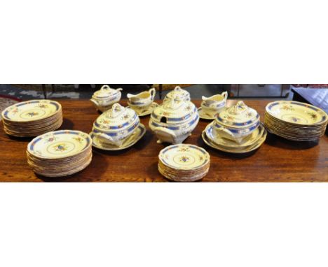 A 55 piece Coalport French Noble pattern dinner service comprising  12 each large dinner plates, small dinner plates and soup