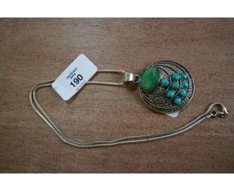 925 turquoise emerald pendant and chain