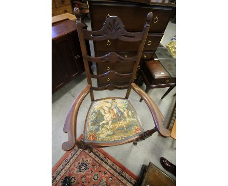 Tapestry seat ladder back armchair