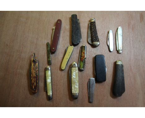 Collection of vintage penknives including snakeskin &amp; bone handles