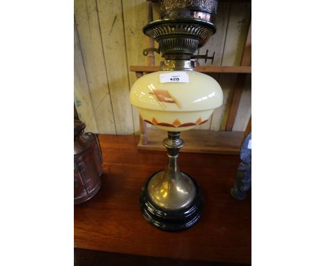 Brass and glass oil lamp