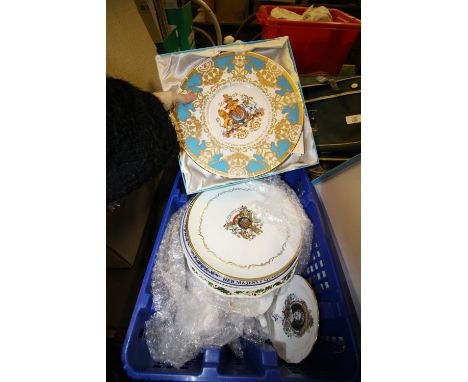Box of Royal Commemorative China &amp; 2 Hummel Figures