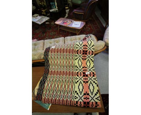 Pink and yellow Welsh tapestry blanket