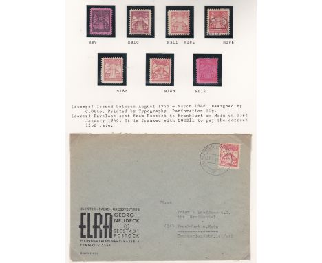 Germany 1945-1946 Russian Zone Mecklenburg- Vorpommern SG RB1-RB8 m/m, RB1, RB2, RB4 x 2, RB6, RB8 m/m RB2 used; SG RB10, RB1