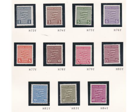 Germany 1945-1946 Russian Zone Saxony imperf SG RC1-RC3, RC5-RC6 m/m, RC4, RC7 used; SG RC1 u/m pair Lh stamp constant error 