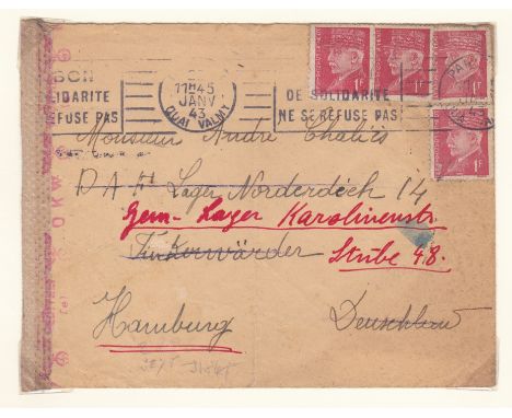 Germany 1943-1944 Economic Collaboration 5 Env's  each item displayed &amp; described with full details of all censor &amp; t