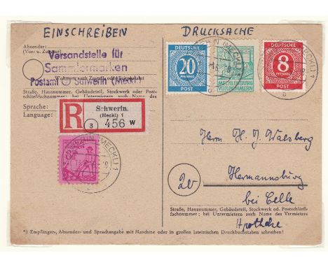 Germany 1945 Russian Zone Mecklenburg-Vorpommern pre paid postcard Michel P7 used American military censor 10316; Env Butzov 