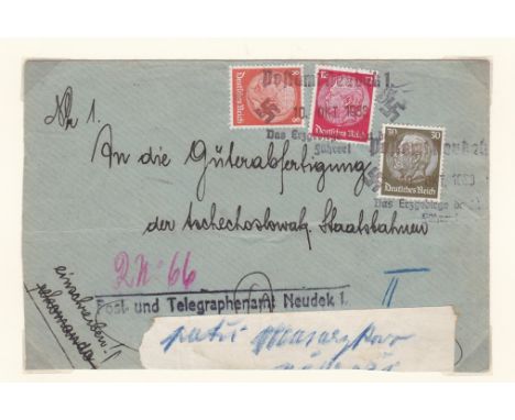 Germany 1938 Occupation Sudetenland postcard cancel on SG484b; Env provisional cancel on SG500b; Env Kriegern cancel on SG506