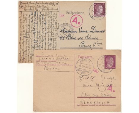 Germany 1943-1944 Economic Collaboration 5 items  each item displayed &amp; described with full details of all censor &amp; t