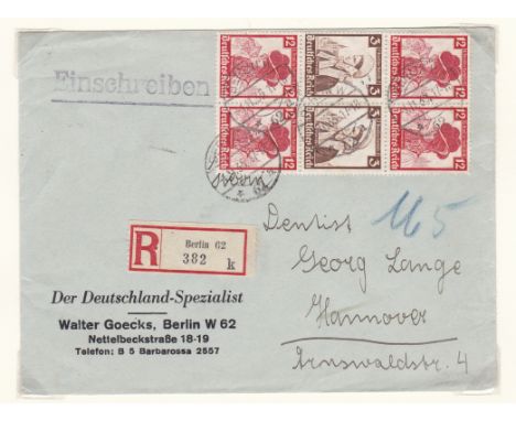 Germany 1935 Michel P256 used; Welfare Fund SG585-594 used set; Env cancel on booklet pane from SG385a; Env cancel on SG587 x