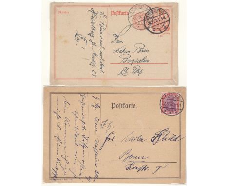 Germany 1922-1923 Inflation Period Post Michel P141.1 +SG140, 161 used; b/w postcard Bayer Wald cancel 17.3.1922 on SG114; Mi