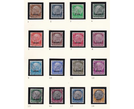 Germany 1940-1941 German Occupation Alsace opts SG1-16 used set; Lorraine pots SG8 m/m, SG1-7, 9-13, 16 used; Language Regula