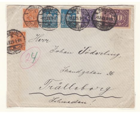 Germany 1922-1923  Inflation Period Post 6 Env's cancels various million mark stamps each item displayed &amp; described with