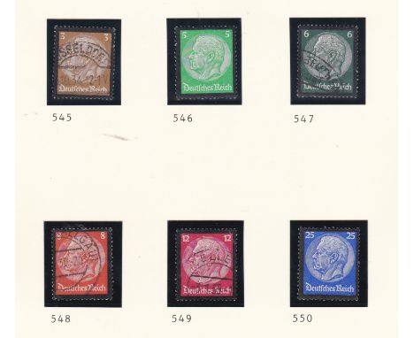 Germany 1934-1935 Michel P252 x 2 used; Hindenburg Memorial SG546, 550 m/m SG545, 547-549 used; Michel P235 used; Michel P234