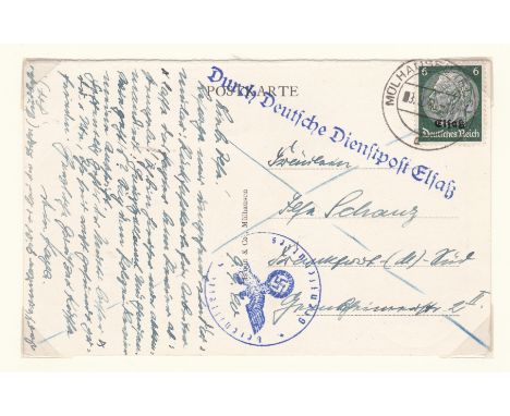 Germany 1940-1944 Alsace Official Mail 4 items each item displayed &amp; described with full details of all censor &amp; tran