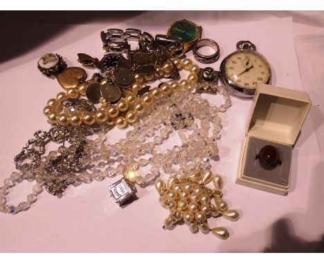 Mixed silver and costume jewellery with watches including Timex and Fossil. P&amp;P Group 1 (£14+VAT for the first lot and £1