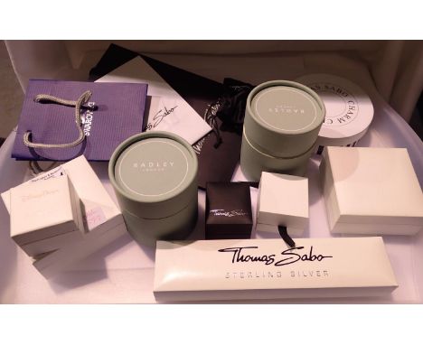 Thirteen mixed jewellery boxes to include Thomas Sabo, Radley, Pandora etc. P&amp;P Group 1 (£14+VAT for the first lot and £1