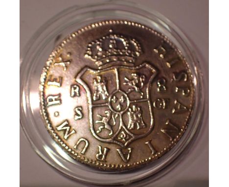 Restrike 1772 Spanish eight reales of Charles III. P&amp;P Group 1 (£14+VAT for the first lot and £1+VAT for subsequent lots)