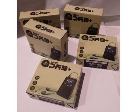 Five new old stock personal DAB radios with headphones. P&amp;P Group 1 (£14+VAT for the first lot and £1+VAT for subsequent 
