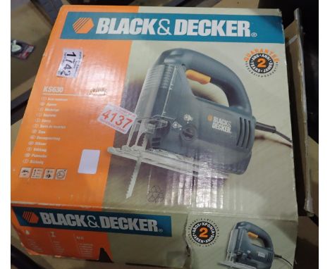 Boxed Black &amp; Decker 370w jigsaw.All electrical items in this lot have been PAT tested for safety and have passed. This d