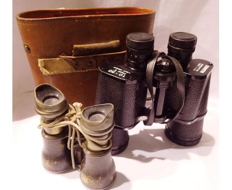 Zenith 10 x 50 binoculars, cased, and a further pair. P&amp;P Group 2 (£18+VAT for the first lot and £3+VAT for subsequent lo