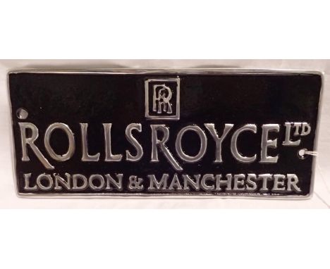 Aluminium Rolls Royce plaque, W: 25 cm. P&amp;P Group 1 (£14+VAT for the first lot and £1+VAT for subsequent lots)] 