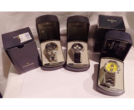 Three boxed Pulsar watches. P&amp;P Group 1 (£14+VAT for the first lot and £1+VAT for subsequent lots) 