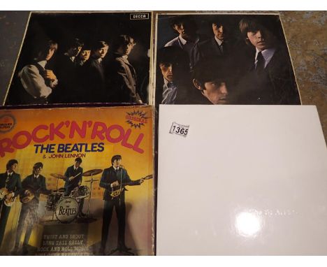 Two Beatles albums including The White Album, and two Rolling Stones albums. (4). P&amp;P Group 2 (£18+VAT for the first lot 