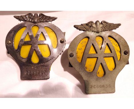 Two AA grille badges 2C60635 and 0B99207. P&amp;P Group 1 (£14+VAT for the first lot and £1+VAT for subsequent lots) 