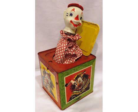 Vintage tinplate jack in a box. P&amp;P Group 2 (£18+VAT for the first lot and £3+VAT for subsequent lots) 