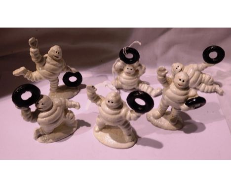 Six small Michelin men figures, largest H: 80 mm. P&amp;P Group 1 (£14+VAT for the first lot and £1+VAT for subsequent lots) 