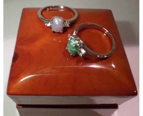 Two stone set presumed silver rings, sizes S and U, combined 5g. P&amp;P Group 1 (£14+VAT for the first lot and £1+VAT for su