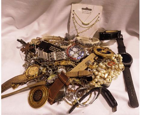 Collection of mixed costume jewellery and watches. P&amp;P Group 1 (£14+VAT for the first lot and £1+VAT for subsequent lots)