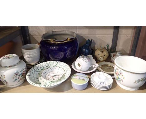 Shelf of mixed ceramics to include Coalport. Not available for in-house P&amp;P 