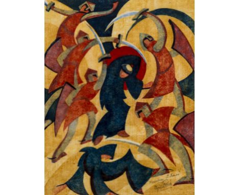 δ Cyril Edward Power (1872-1951)Monseigneur St Thomas (Coppel CEP27)Linocut printed in light yellow ochre, transparent golden