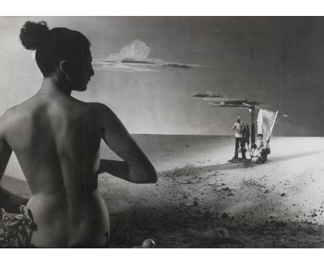 δ Angus McBean (1904-1990)Female Figure with Self-portrait on the BeachGelatine silver print, circa 1950, sheet 310 x 440mm (