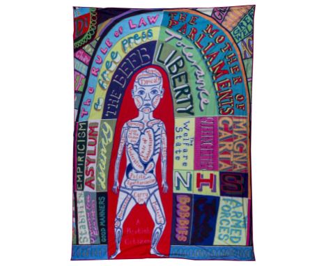 δ Grayson Perry (b.1960)Comfort BlanketTapestry printed in colours, 2014, with the artist's woven monogramme on a label verso