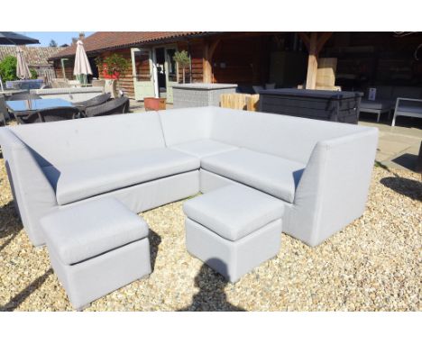 A Bramblecrest Hudson light grey modular sofa with 2 footstools