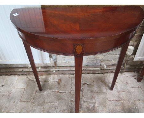 A mahogany Bradley D end console table - 75cm W, in very good condition - cost £520 new in 1994 