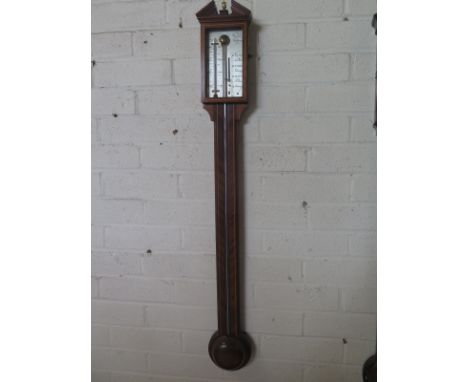 A Georgian style mahogany stick barometer  - Comilli Holborn - 97cm  tall - generally clean condition, no visible bubbles 