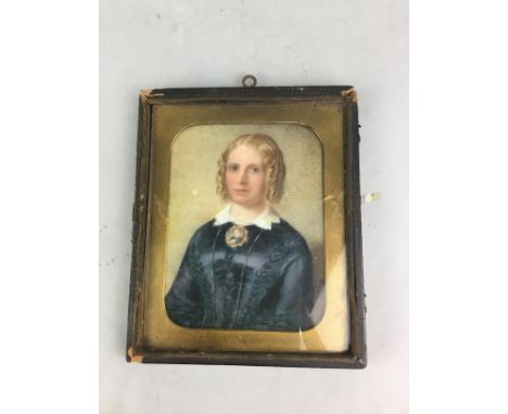 LATE 19TH CENTURY PORTRAIT MINIATURE OF A FEMALE, 14cm x 11.5cm overall, along with another portrait miniature of a male sitt