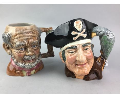 ROYAL DOULTON 'LONG JOHN SILVER' TOBY JUG, with marks to underside, 19cm high, along with another toby jug and a Nao figure o