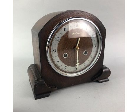 BENTIMA OAK CASED MANTEL CLOCK, along with a Kodak Brownie, an Olympus camera, another Kodak camera and a light meter (5)