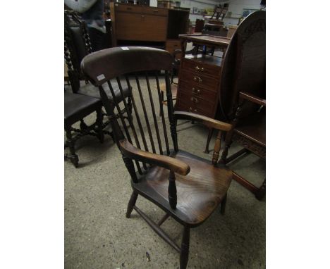 ELM HARD SEATED STICK BACK ARMCHAIR