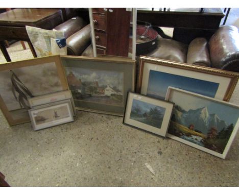 GROUP OF MIXED PICTURES, MIRRORS, PRINTS ETC 