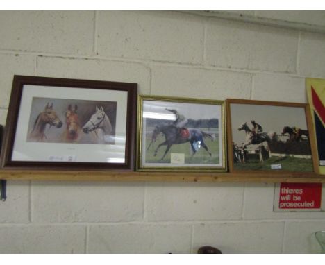 THREE HORSE RACING PRINTS, ONE SIGNED AND ONE ‘WE THREE KINGS’ (3)