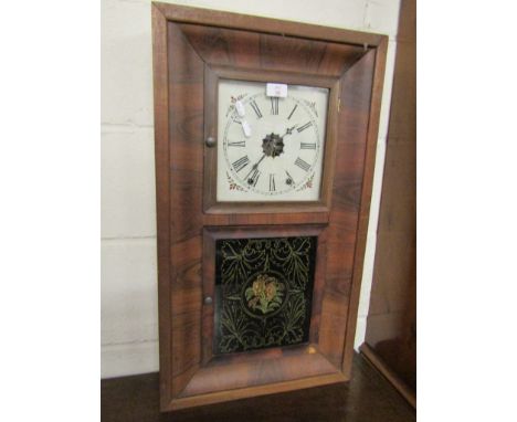 AMERICAN WALNUT DIAL CLOCK WITH ENAMELLED DIAL AND ARABIC CHAPTER RINGS 