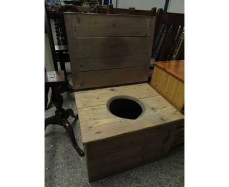 PINE FRAMED SLATED LIFT UP TOP COMMODE 